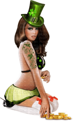 St. Patrick’s Day woman femme frau tube green human beauty fetes holiday feast feiertag - gratis png