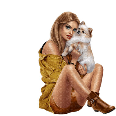 woman and animals dm19 - PNG gratuit