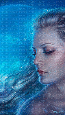femme bleu - Free animated GIF