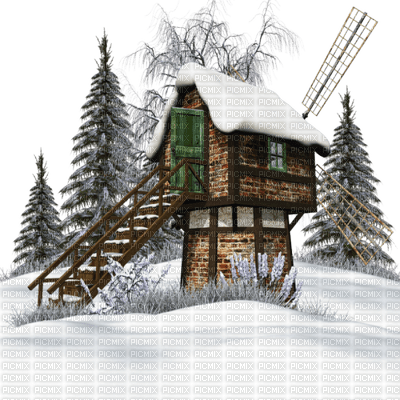 loly33 moulin hiver - PNG gratuit