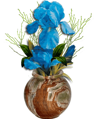 Vase d'iris turquoise - png gratis