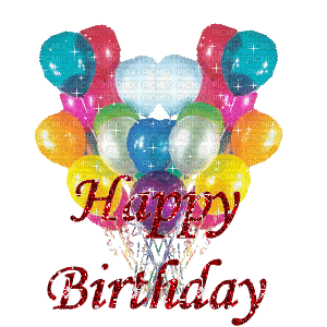 image encre animé effet happy birthday balloons edited by me - Kostenlose animierte GIFs