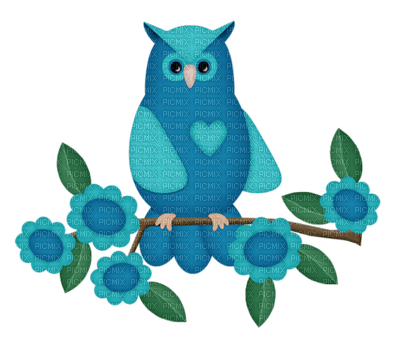 Kaz_Creations Deco Owl Branch Flowers Colours - zdarma png