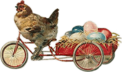 Ostern, Huhn, Fahrrad, Eier, Vintage - ingyenes png