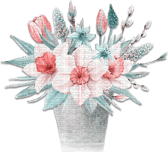 soave deco spring flowers vase garden pink teal - бесплатно png