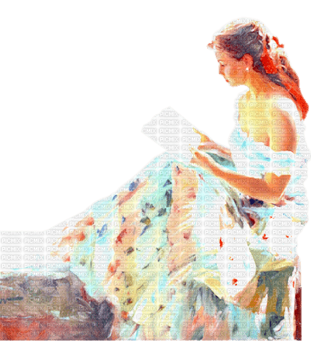 Vintage Woman Girl and a book - бесплатно png