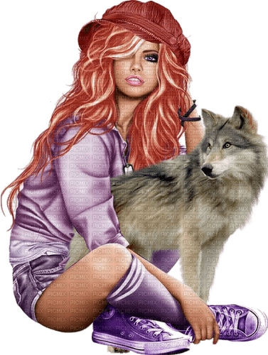autumn woman wolf kikkapink - ücretsiz png