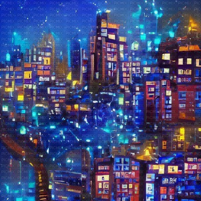 Blue City Background - png gratis