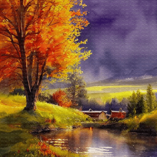 kikkapink autumn background  painting vintage - zadarmo png