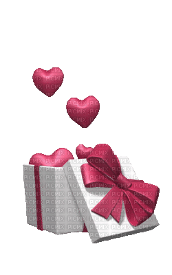 Red Hearts in a Gift Box - Nemokamas animacinis gif