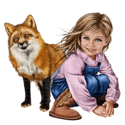 MINOU-GIRL-FLICKA-RÄV-FOX - Free PNG