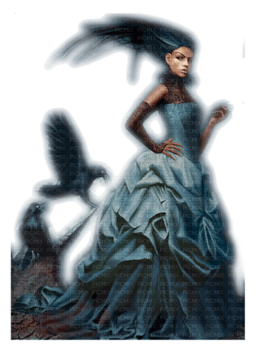 gothic woman raven femme gothique corbeau - 無料png