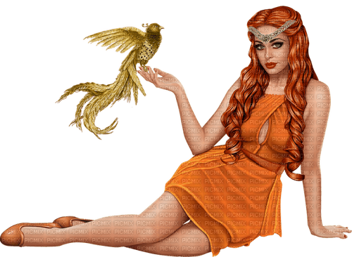 fantasy woman and bird by nataliplus - png gratis