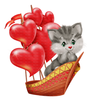 Kaz_Creations Valentine Deco Love Cat Kitten Boat - PNG gratuit