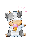 Petite vache qui mange une glace ^^ - 無料のアニメーション GIF