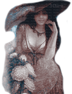 Y.A.M._Vintage Lady woman hat  Sepia - 無料png