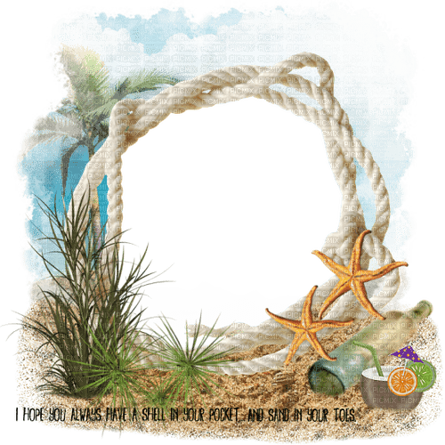 dolceluna summer frame png beach rope scrap - Free PNG
