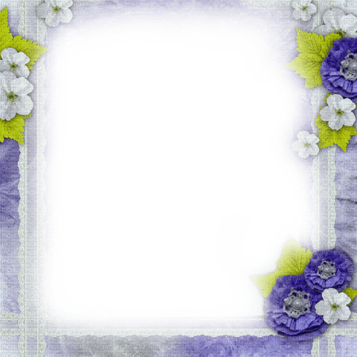 Blue/Green Flowers Frame - By KittyKatLuv65 - Free PNG