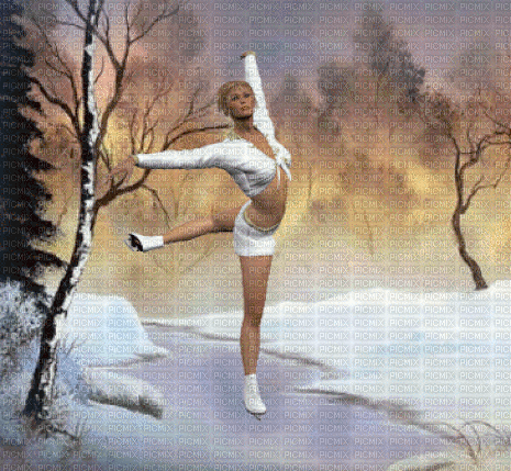 Winter, Eisläuferin, Schlittschuhe - Бесплатный анимированный гифка