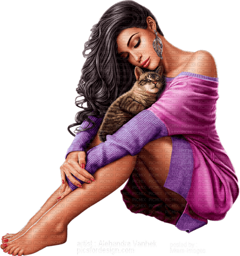 autumn woman with cat by nataliplus - nemokama png