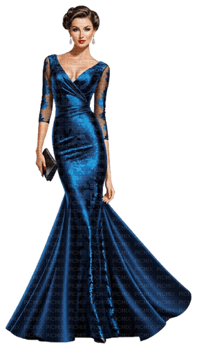 woman elegant blue fashion - PNG gratuit
