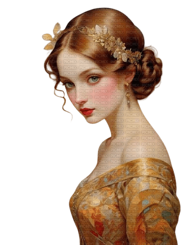 vintage woman gold - 無料png