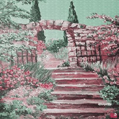 soave background animated spring pink green - 無料のアニメーション GIF