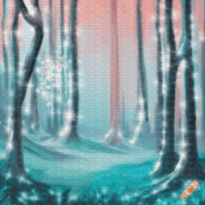 Teal and Peach Forest - GIF animé gratuit