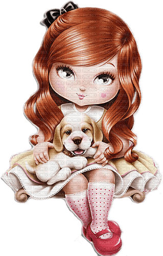 Mädchen mit Hund - бесплатно png