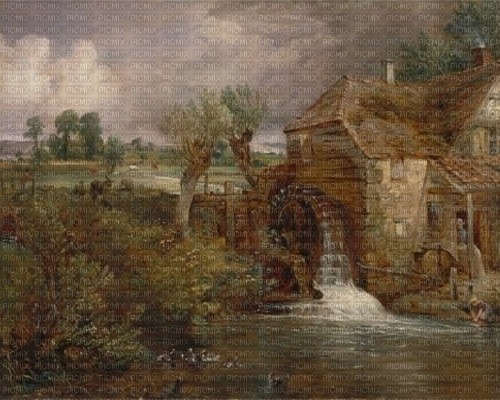 Wassermühle, Landschaft, Watermill, landscape, - безплатен png
