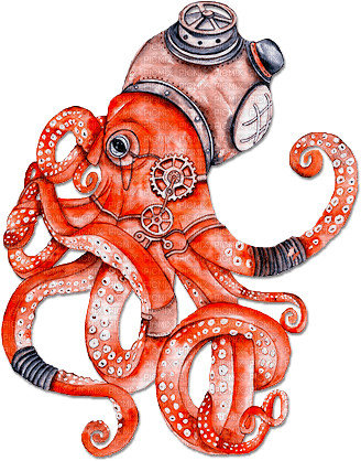 soave deco steampunk octopus orange - δωρεάν png