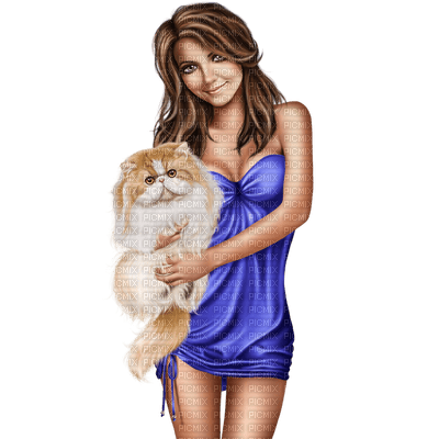 femme avec chat.Cheyenne63 - Free PNG