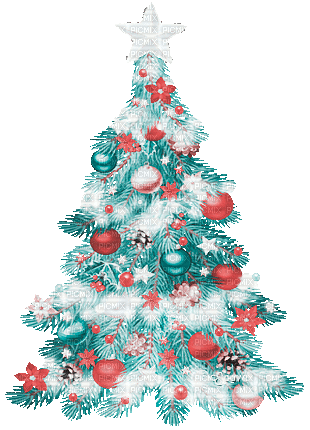 soave deco tree animated christmas pink teal - Gratis animeret GIF