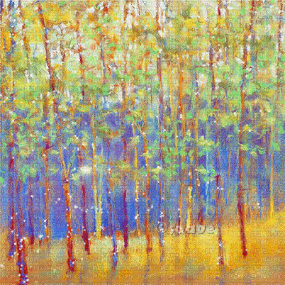 soave background animated autumn forest painting - Besplatni animirani GIF