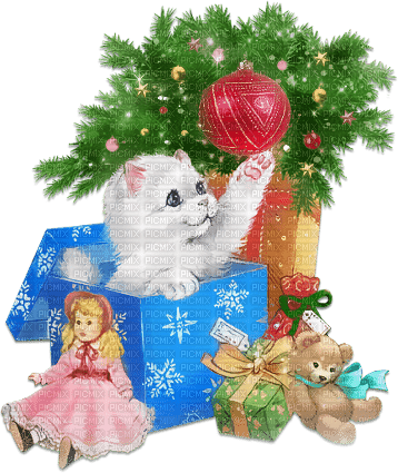 soave animals cat christmas deco winter gift box - png gratis