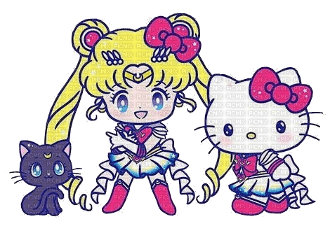 Sailor moon and Kitty ❤️ elizamio - nemokama png