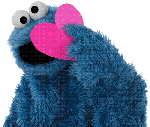 cookie monster with a paper heart sesame street - kostenlos png