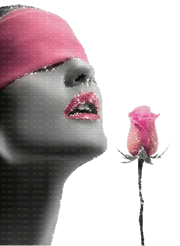 femme  pink black rose - 免费动画 GIF