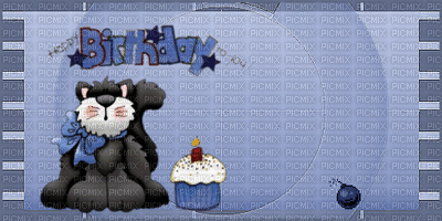 minou-happy birthday-blue - Kostenlose animierte GIFs