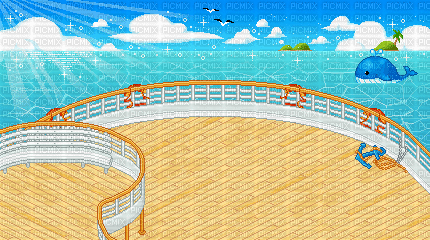 ocean boat pixel gif - Бесплатный анимированный гифка