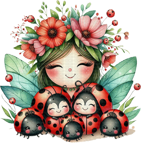 sm3 red cute girl ladybug spring animated gif - Animovaný GIF zadarmo
