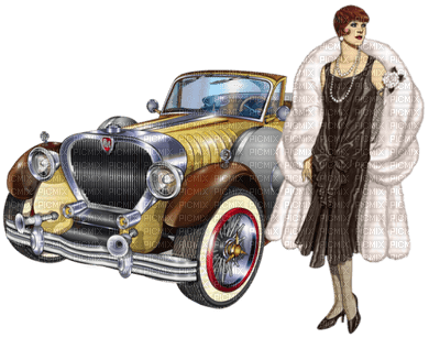 femme avec voiture vintage.Cheyenne63 - Free PNG