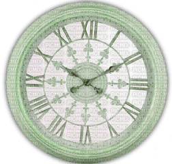 Green white clock deco [Basilslament] - darmowe png