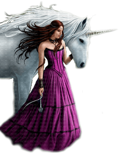 fantasy woman and unicorn nataliplus - png ฟรี