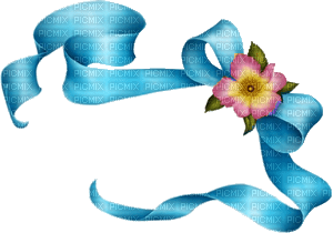 bows-blue-with flowers - PNG gratuit