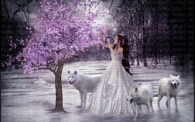 woman with wolf bp - Free PNG