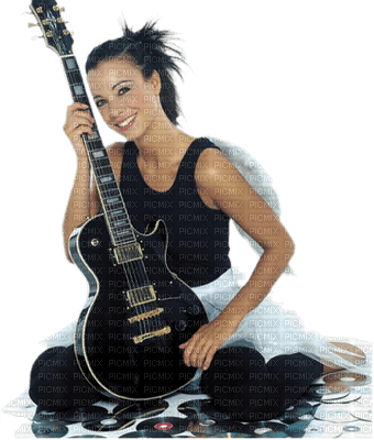 woman with guitar bp - ücretsiz png