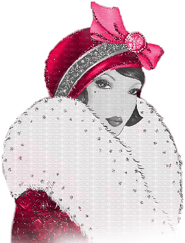 soave woman vintage winter christmas art deco - 免费PNG