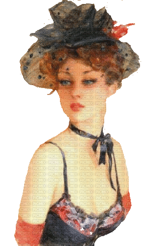 Lady, Hut, vintage - Δωρεάν κινούμενο GIF