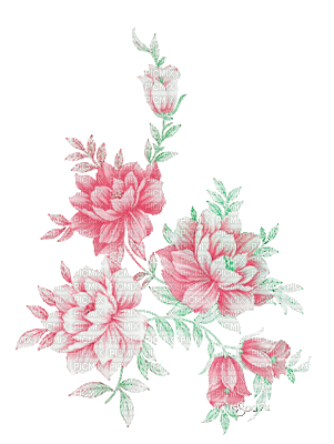 soave deco flowers animated vintage branch summer - GIF animate gratis